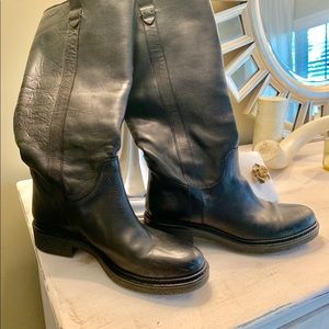 Black leather boots- new without tags